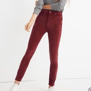 Madewell 10” high rise skinny velvet edition Sz 30